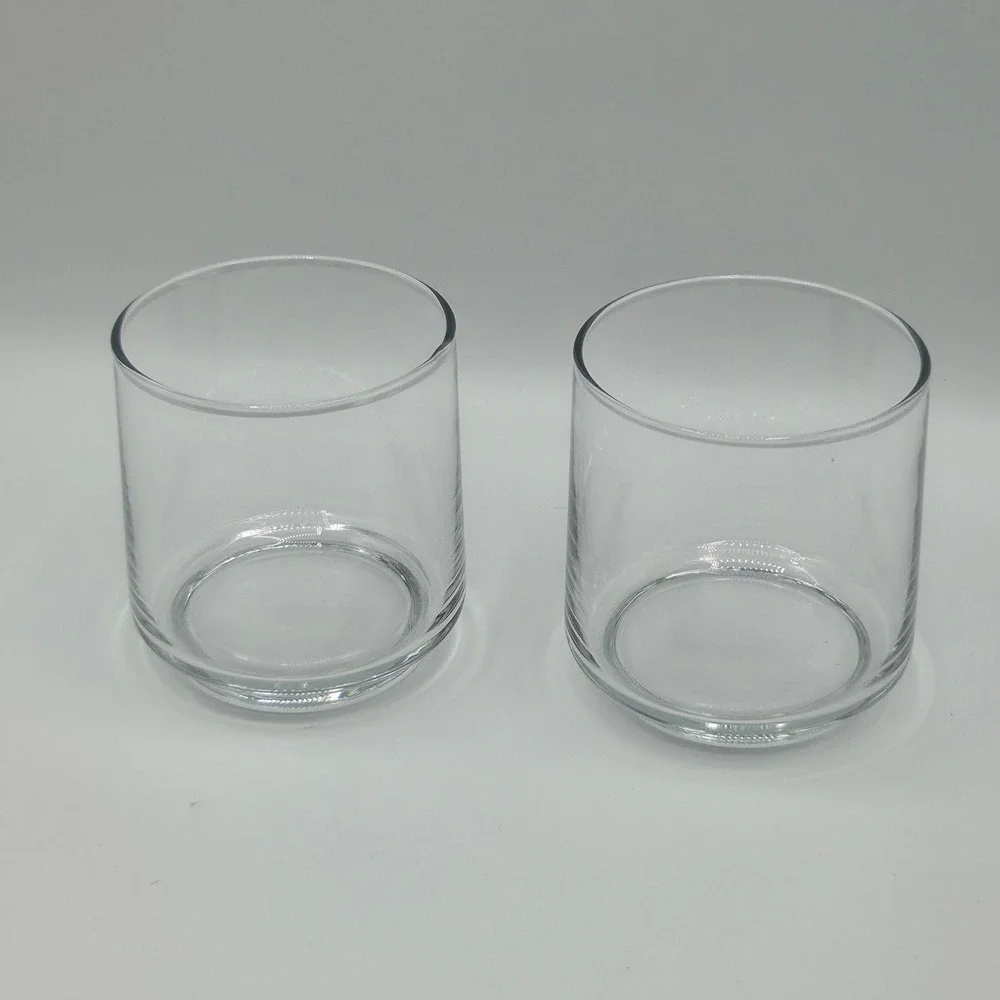 Set of 6 Clear Glass Rocks Tumblers Minimalist  Lowball Glasses 3